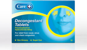 CARE OTC medicines cough & cold decongestant tablets 60mg  12
