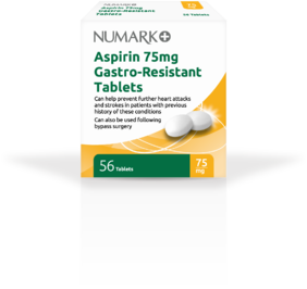 NUMARK OTC medicines aspirin tablets e/c 75mg  56